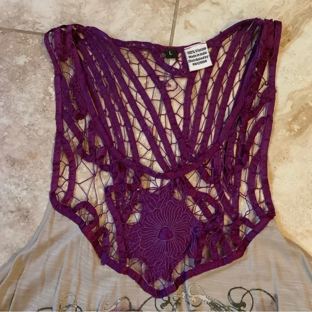 Unique‎ Purple and tan bathing suit cover up